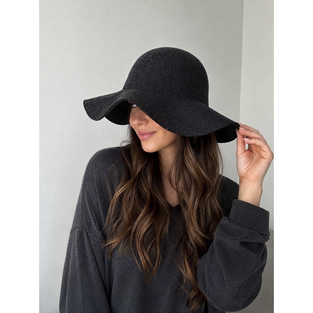 J.Crew Wool Floppy Brim Sun Hat Women One Size Gray 100% Wool Felt